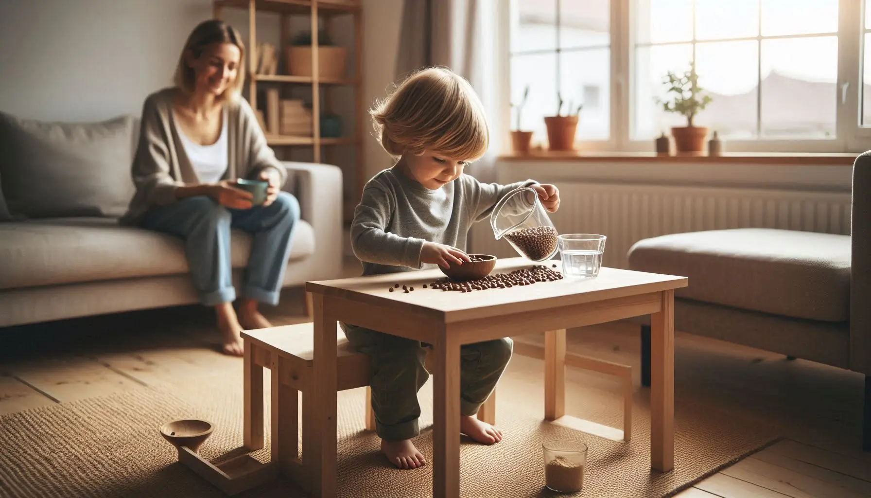 criança com blocos montessori para TDAH