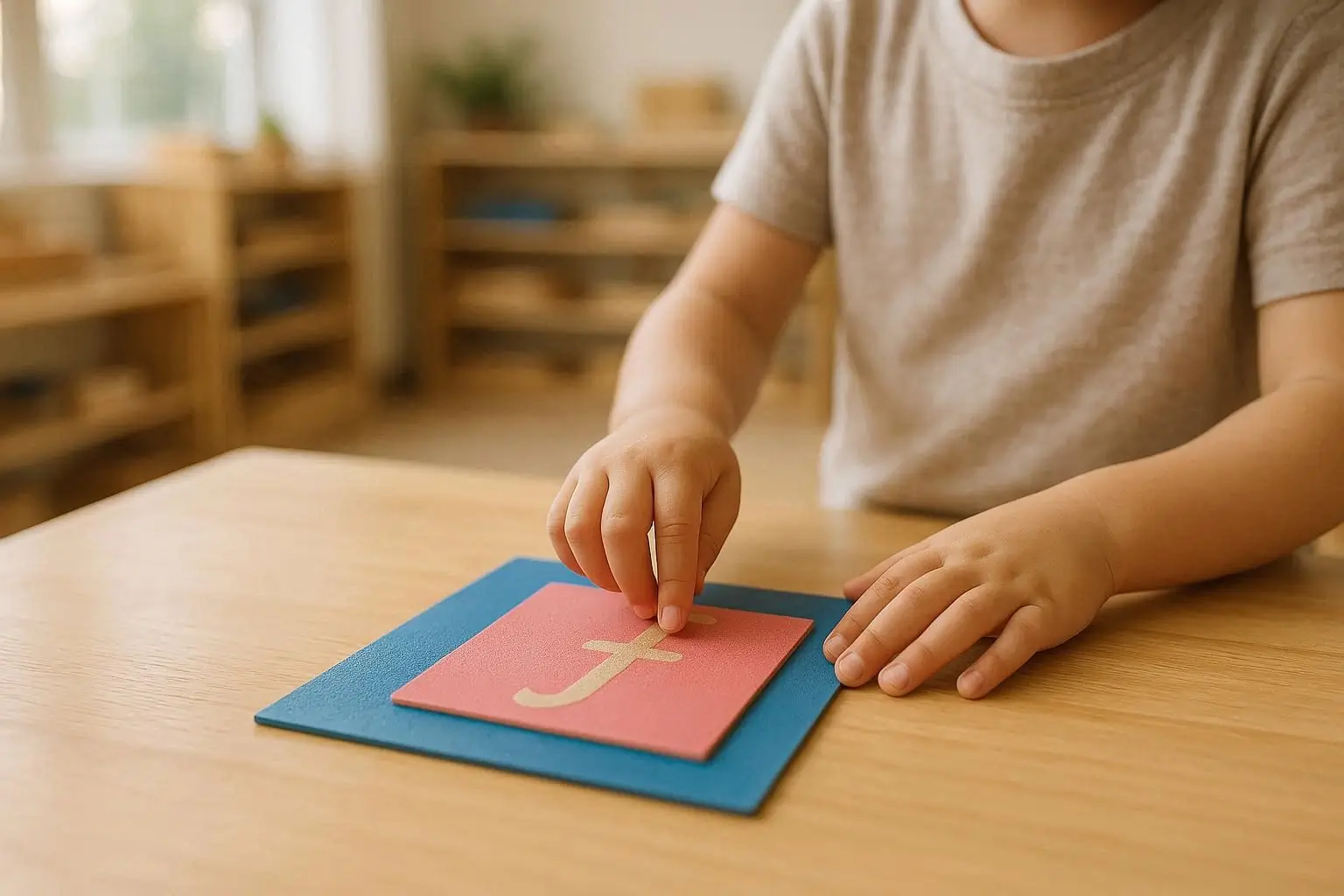 Espaço Montessori organizado com prateleiras baixas e materiais bem categorizados